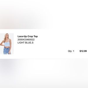 Brand new light baby blue crop top with tags.